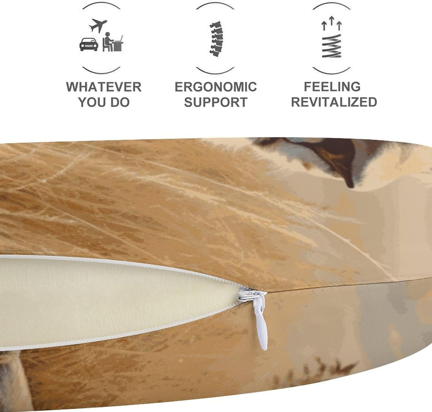 Prairie Lion Neck Pillow Memory Foam U Shaped Pillows Portable Pillows for Shoulder Travel Head Support Pillow with Concealed Zipper for Airplane Car Home Office