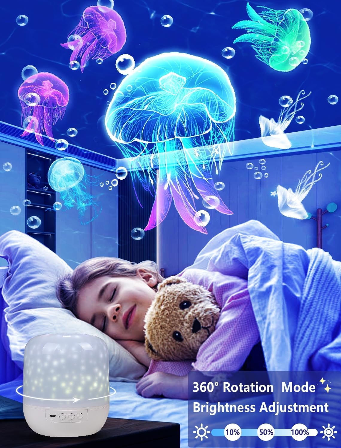 21 Sets of Films, Projector Night Light for Kids, Light Projector for Kids Room, Ceiling, Star Galaxy Projector with 360° Rotation Dimmable for Baby Girls, Birthday, Christmas, Nursery, Room Decor
