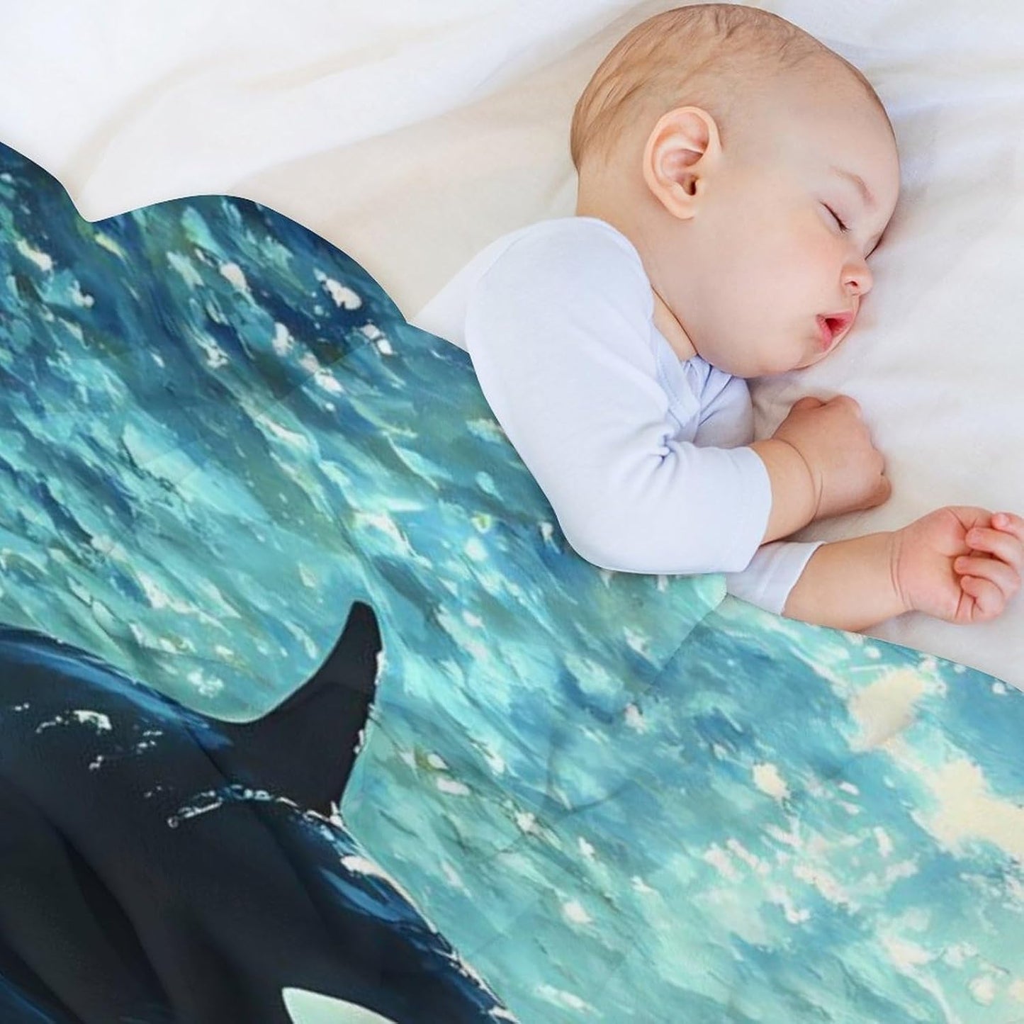 Killer Whales Swim Throw Blanket for Couch Bed Plush Cozy Fuzzy Flannel Blanket for All Season 70"x80"