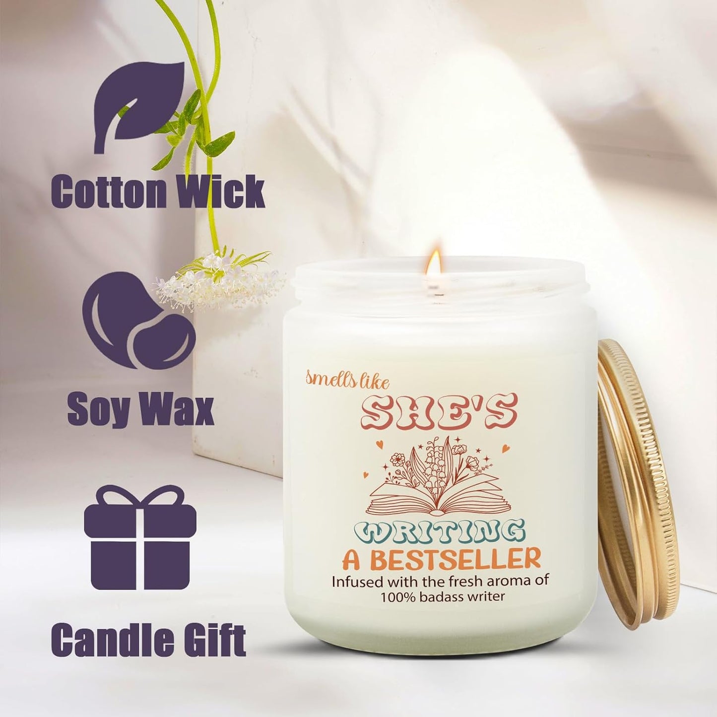 Author Candle, Writing Candle, Writer Gifts for Women, Creative Gifts for Authors Writers Women, Screenwriter Gift for Book Lovers, Christmas Thanksgiving Literary Presents for Authors Poet