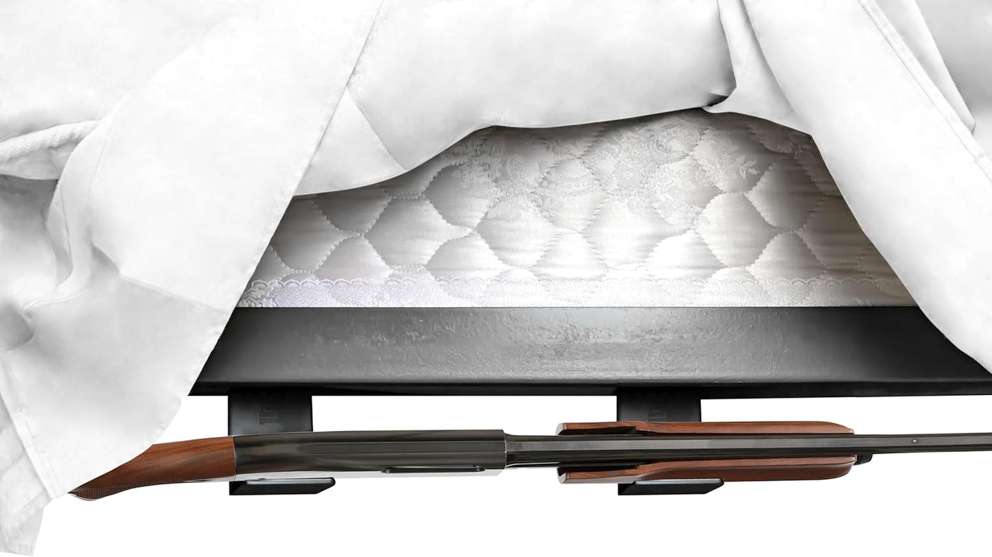 Dual Shelf - Concealed Under Bed Hidden Shelf for Baseball Bat, Shotgun, Rifle, Baton, Gun Or Golf Club - Ideal Concealed Storage for Quick Access Self Defense Items - Sold in Pairs