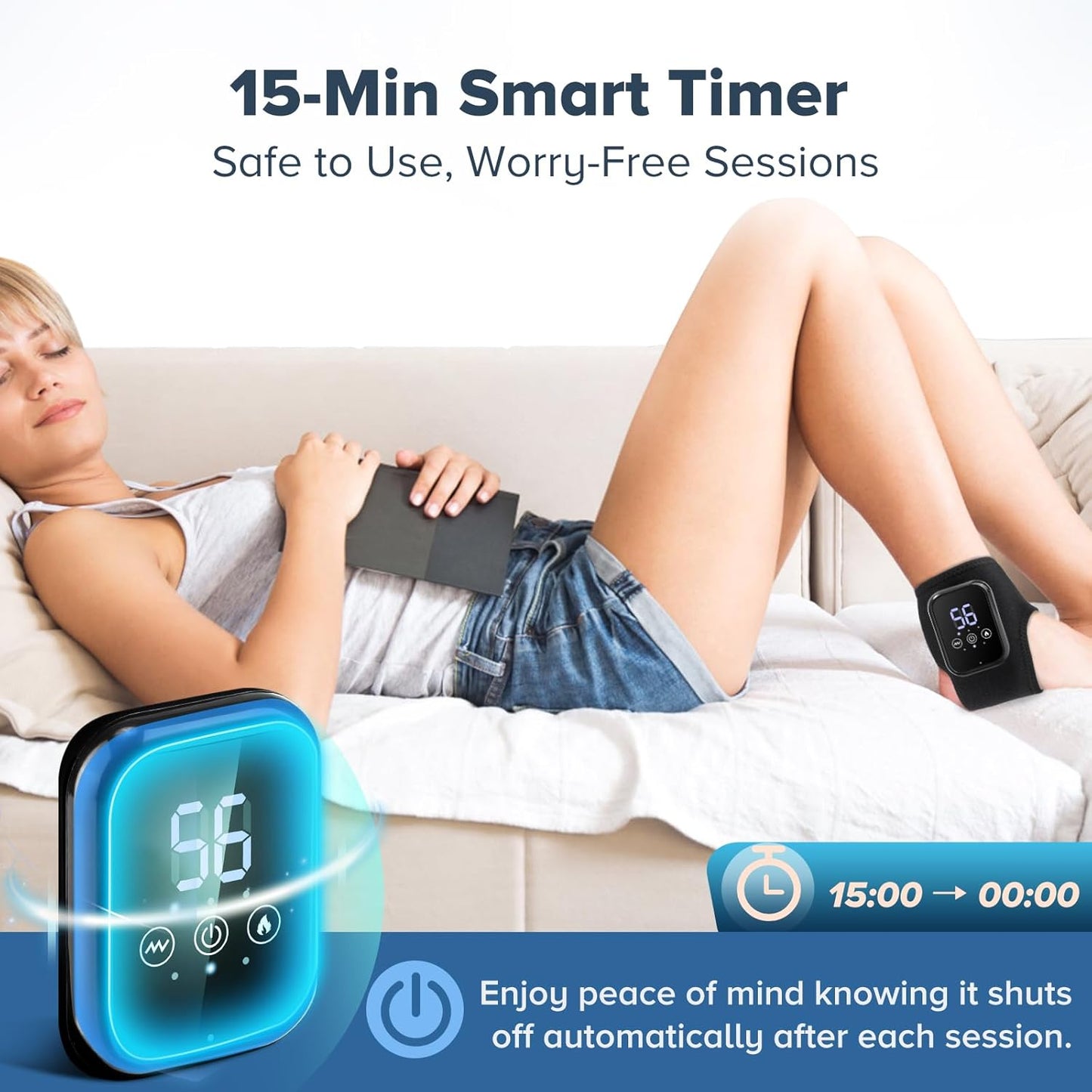 2Pack Cordless Ankle Massager for Pain Relief, Foot Renew Massager for Neuropathy, Ankle Heating Pad with Massage, Foot Ankle Massage, Ankles Relief Heating Pad, 3 Heat Levels, 3 Massage Modes, Black