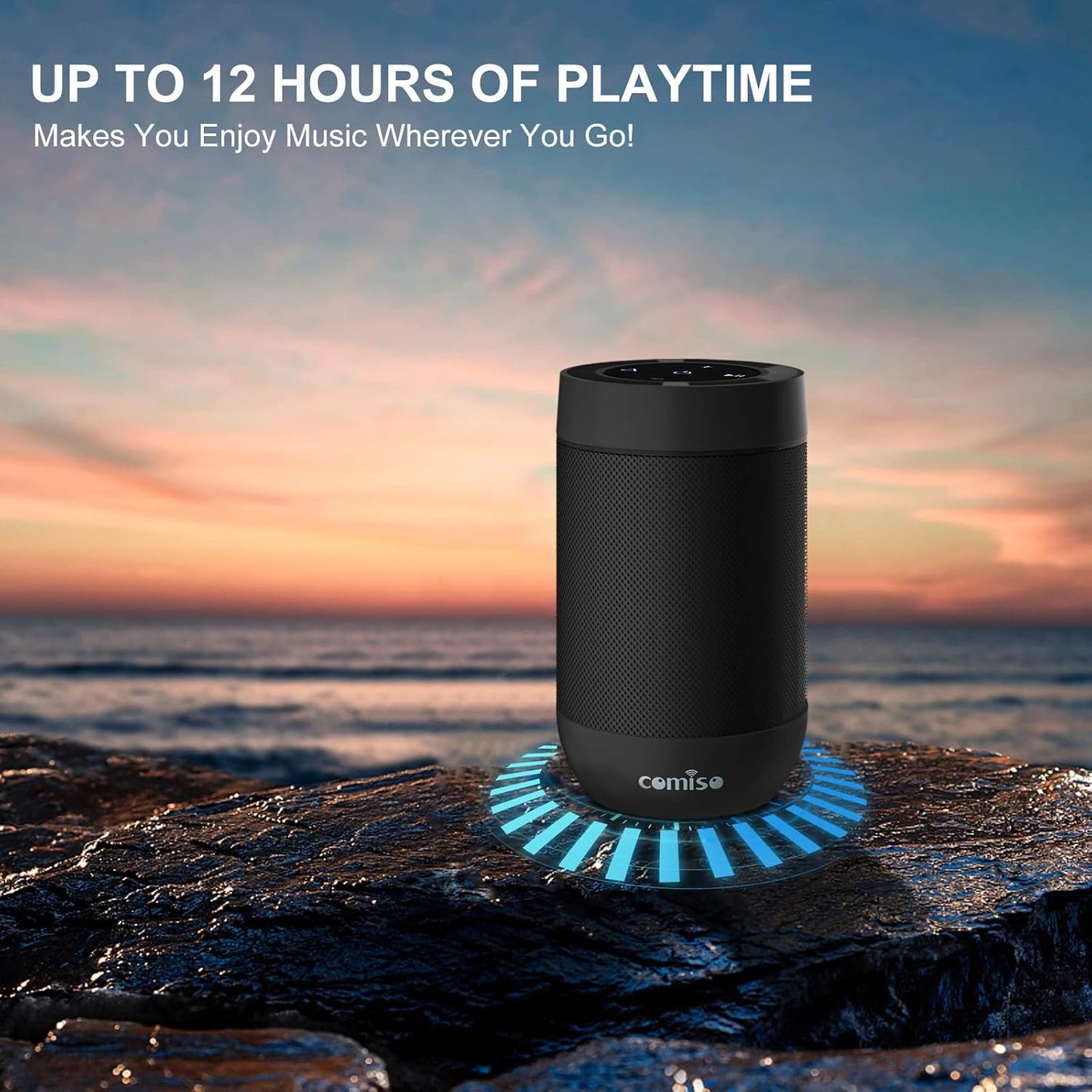 comiso Bluetooth Speaker, Portable Bluetooth Speakers with Wireless Stereo Pairing, Built in Mic, 360° HD Sound,IP65 Waterproof Speaker,Support TF Card, for Home/Party/Outdoor/Beach,Gift For Men/Women