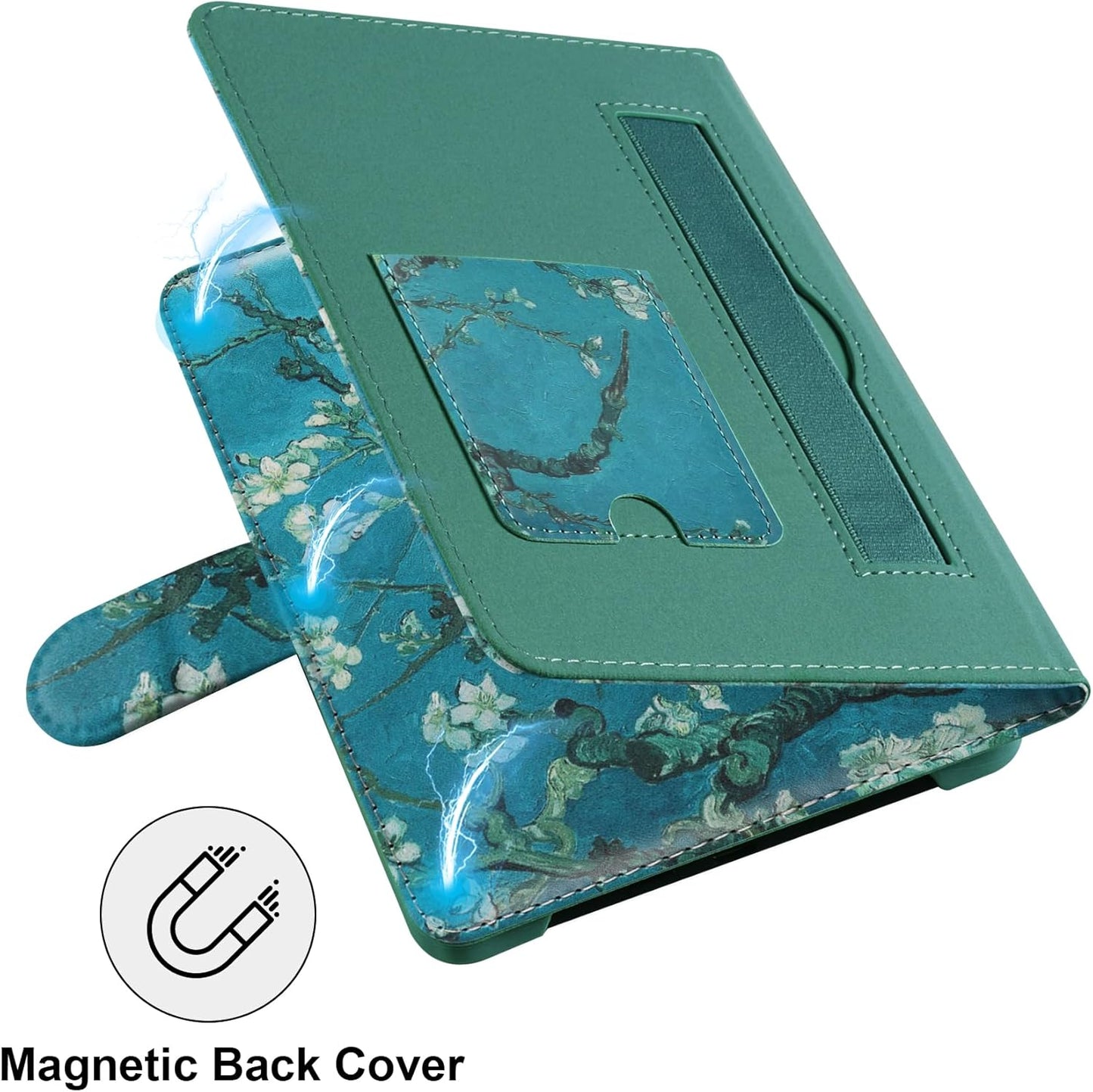 Universal Case for 6-inch Kindle eReader Compatible with Kobo/Voyaga/Pocketbook/Tolino E-Book Reader,6'' eReader Protective Cover with Built-in Card Slot,Flower