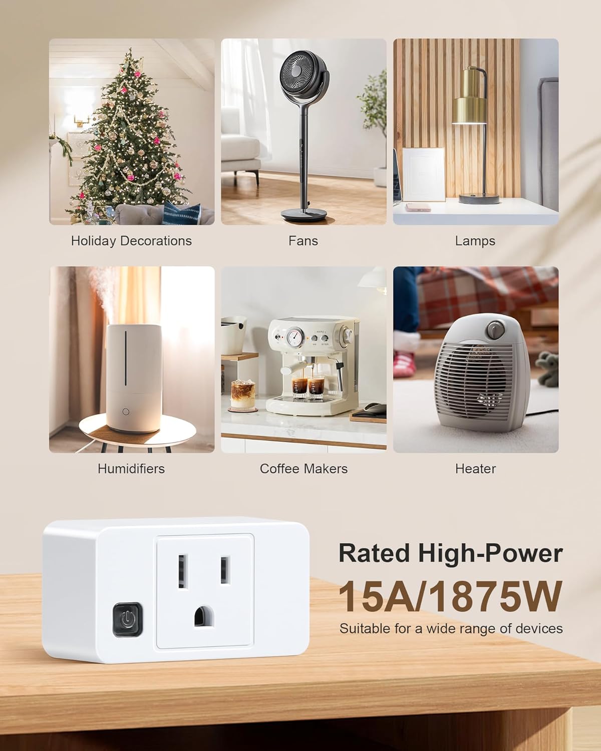 Remote Control Outlet with 2 Remotes, 200FT Long Range Wireless On Off Switch, Mini Electrical Outlet Plug, 15A/1875W High-Power for Lamps, Lights, Household Appliances, ETL & FCC Listed