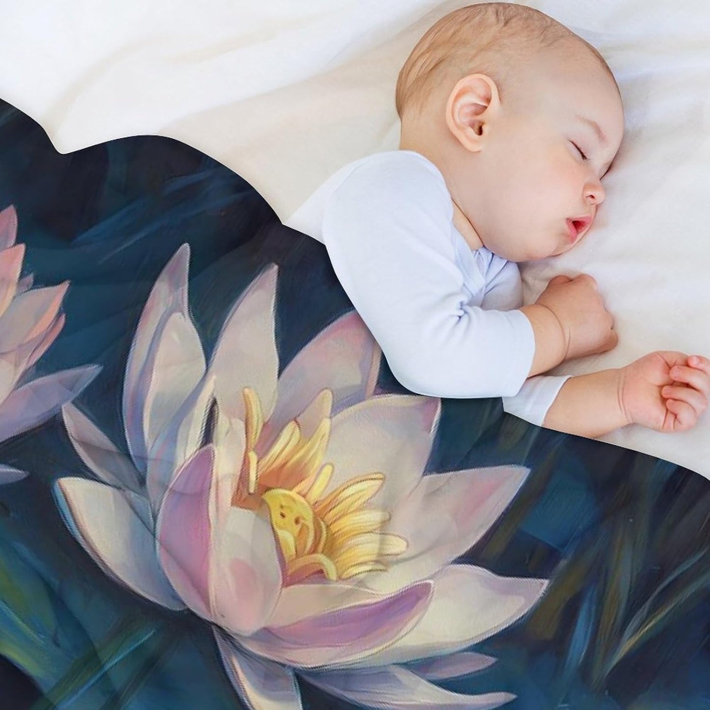 Frog Lotuses Throw Blanket for Couch Bed Plush Cozy Fuzzy Flannel Blanket for All Season 55"x70"