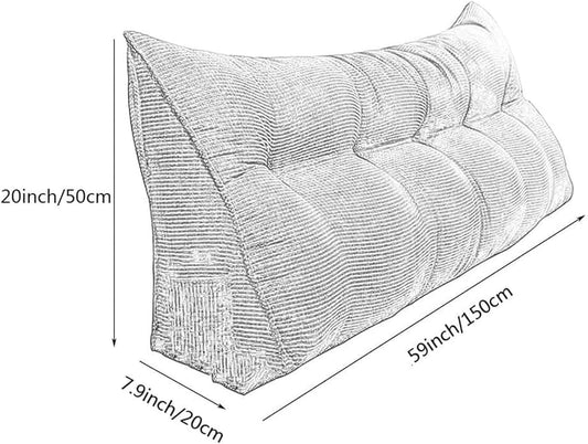 Headboard Bolster Support Pillow, Removable Washable Waist Pad Large Sofa Cushion Bedside Pillow Soft Triangle Reading Cushion Bed Rest Pillows(C,180x20x50cm)