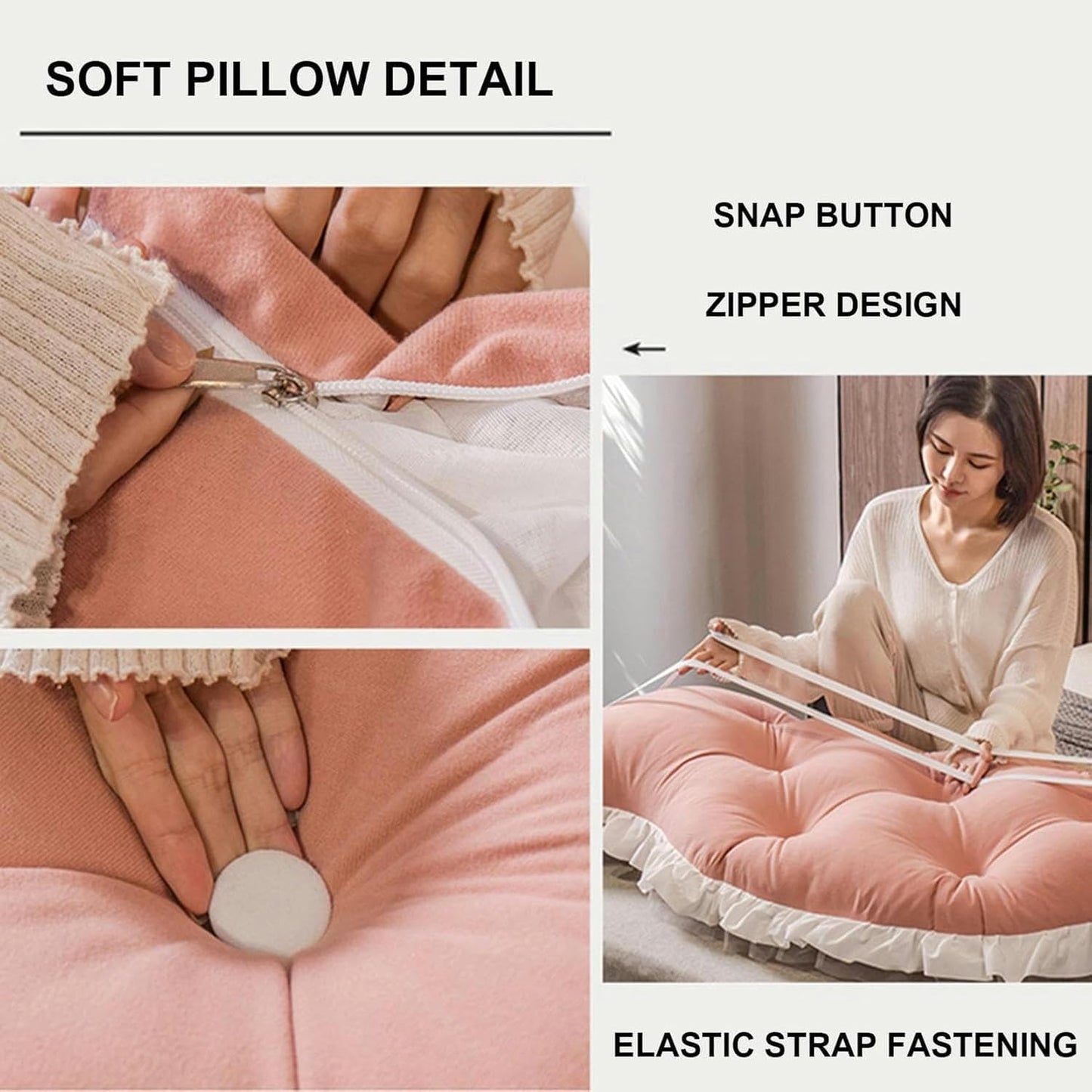FLTRGO Headboard Pillow Bed Rest Wedge Pillow Lace Reading Pillow for Headboard Backrest Large Bolster Positioning Support Day Bed Bolster with Removable Cover