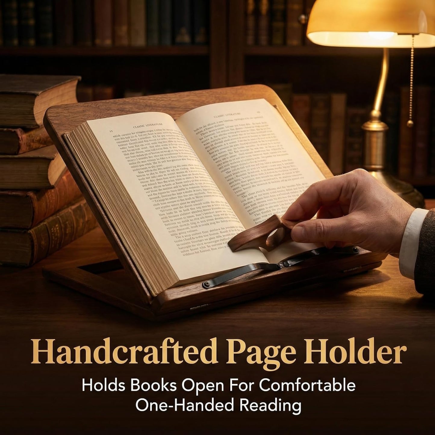 1 Pc Wooden Page Holder, Thumb Page Holder, Reading Accessories, Book Clip for Hands-Free Use, Ideal for Book Lovers & Daily Reading(Medium)