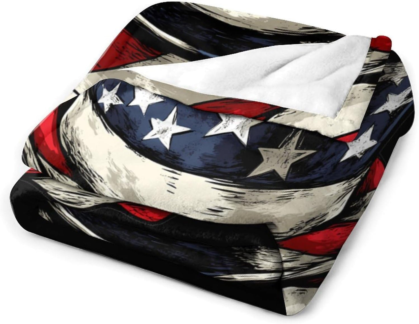 U.S.A. Flag Scarf Top Hat Throw Blanket Fleece Blankets Soft Flannel for Couch Bed Pet Decorative Warm