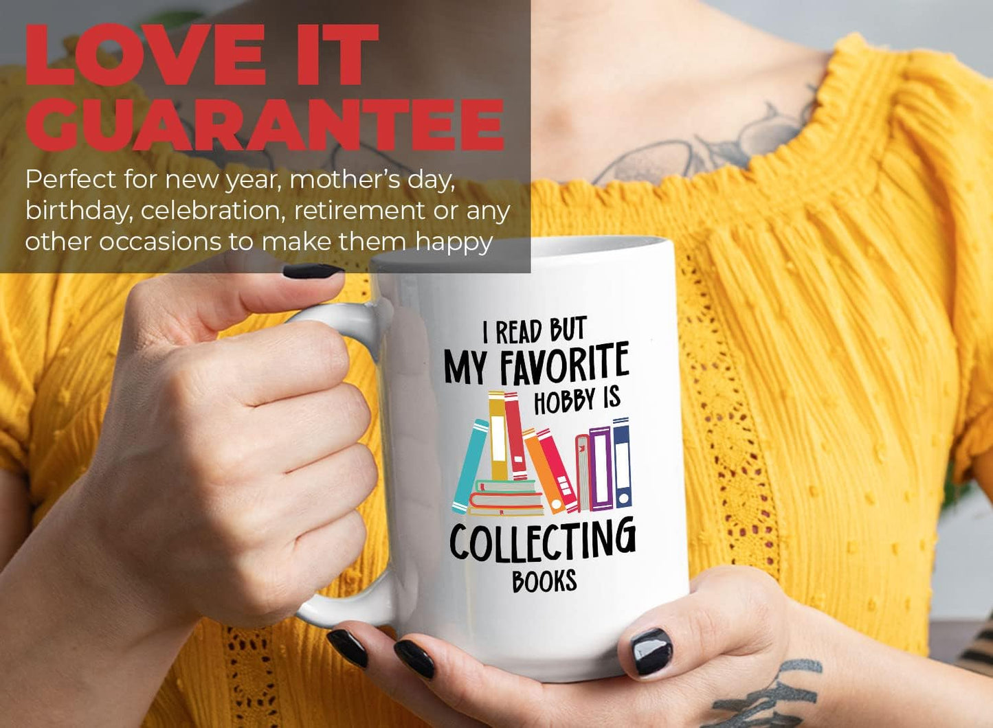 Bubble Hugs Book Lover Coffee Mug 15oz White - Favorite Hobby Collecting Books - Reading Book Collector Reader Stack of Books Lover Bookish Novelist Librarian Writer