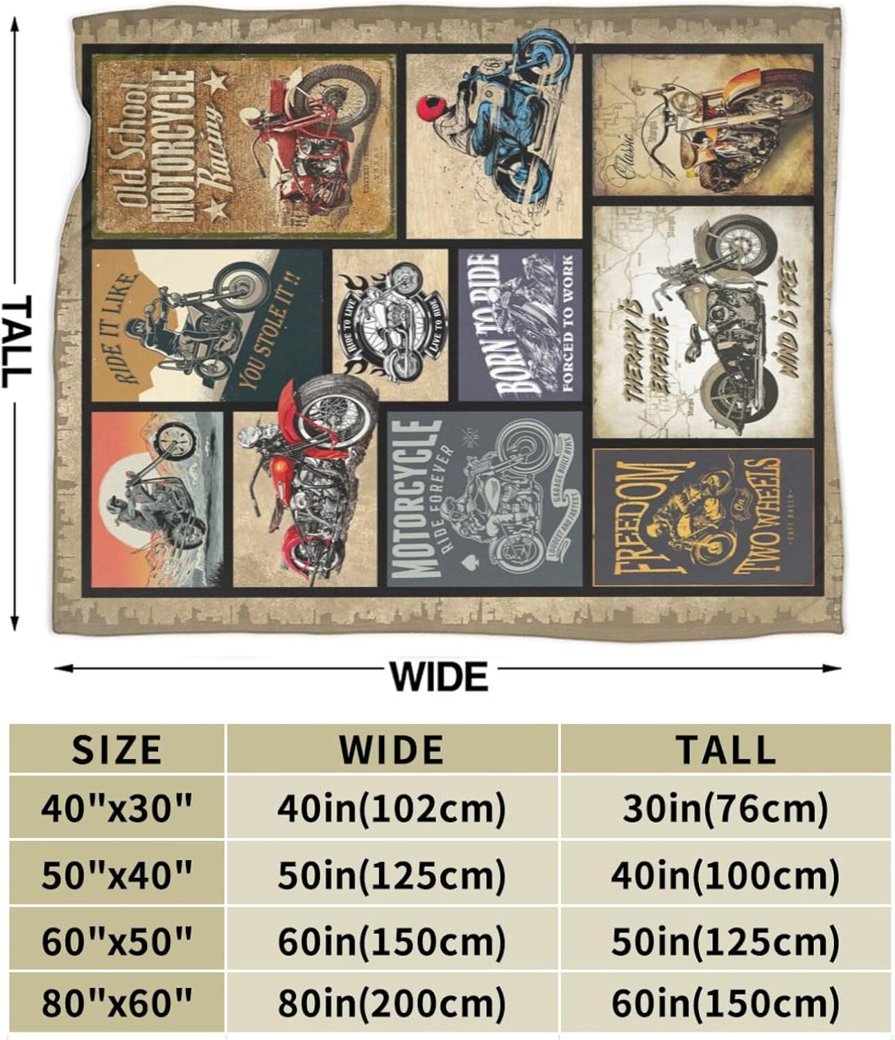 Motorcycle Gifts for Men and Women Throw Blanket for Couch Sofa Bed Plush Throw Fleece Blanket Soft Cozy Bedding for Kids and Adults Bedroom 80x60 Inch