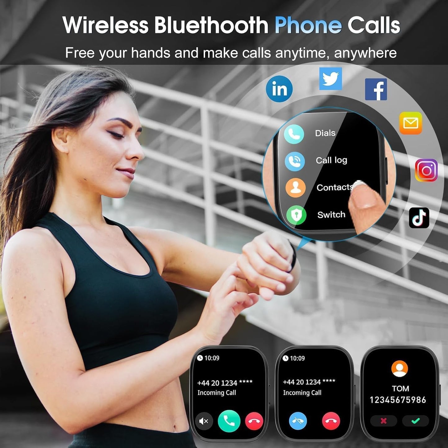 Smart Watch for Women 1.85" TFT-Touch Screen Smartwatch with Call Function 112 Sport Modes Fitness Tracker, IP68 Waterproof