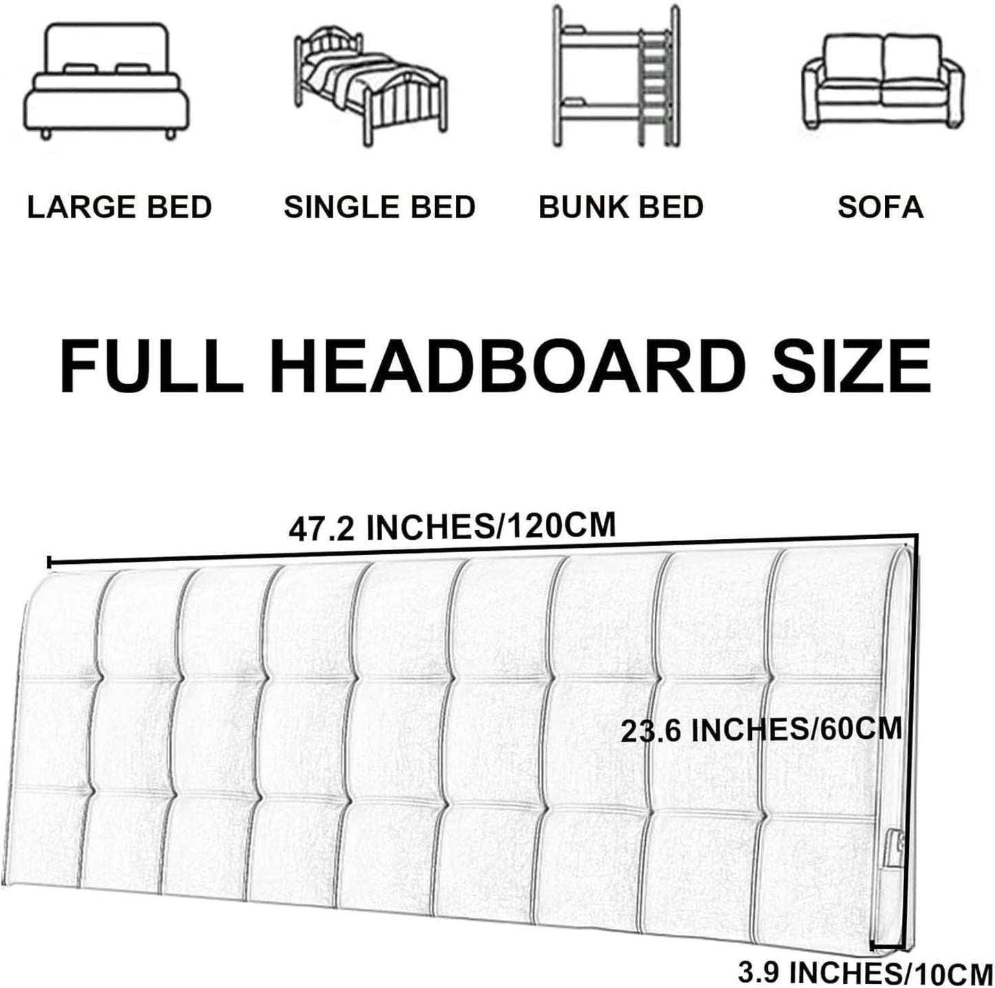 Rectangular Headboard Upholstered Wall Mount Pillow Fleece Reading Support Cushion Large Rest Backrest Removable Lumbar Headboard Bolster for Tatami Daybed, Gray