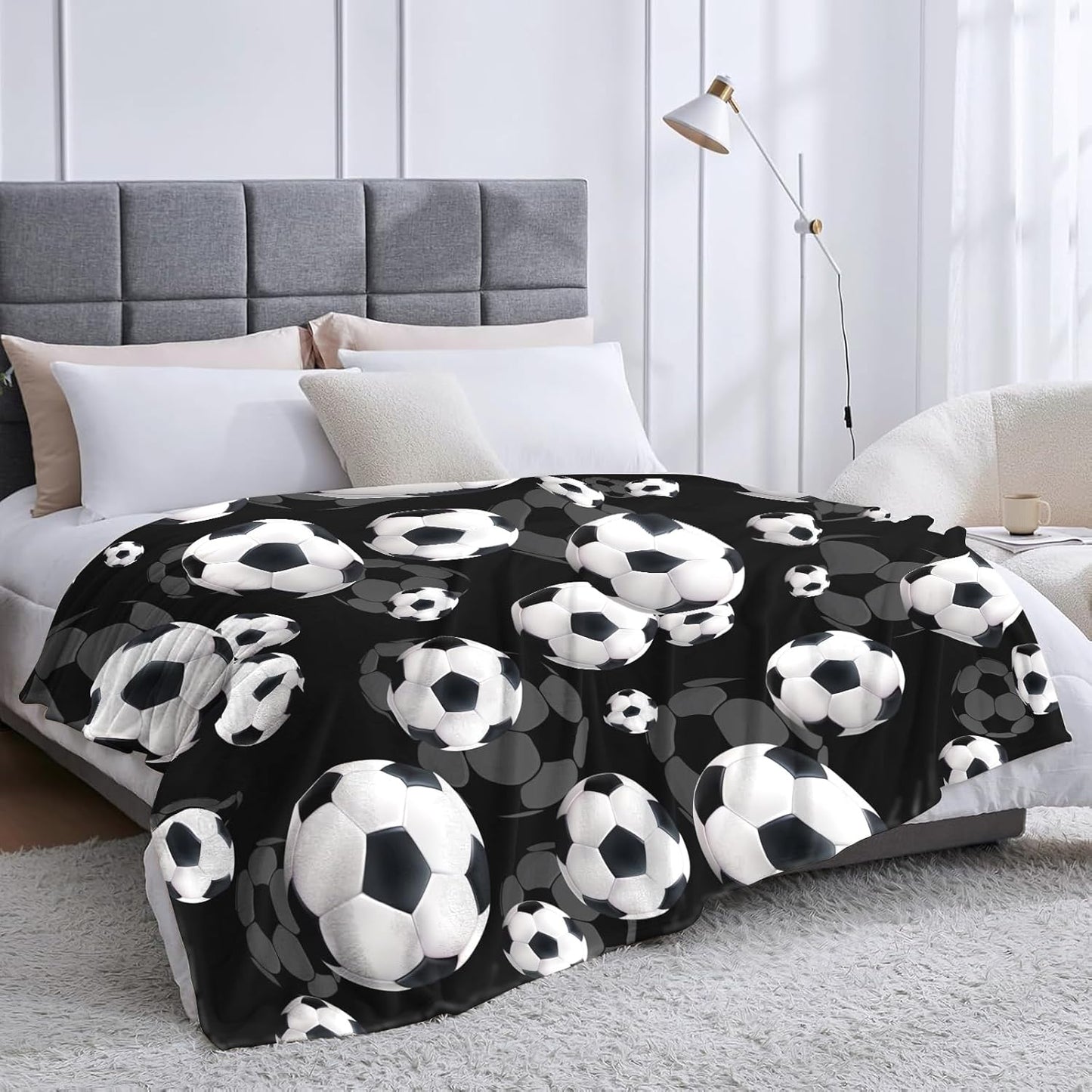 Soccer Blanket Gifts for Boys Sport Soccer Throw Blanket for Bedding Bedroom Decor Stuff for Kids Adults 50"x40"