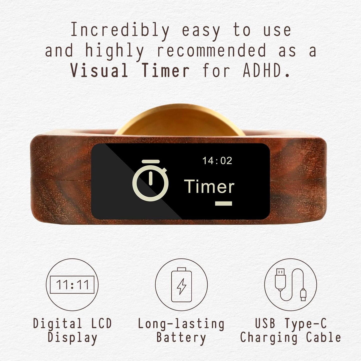 Elegant Wooden Pomodoro Timer Cube Original High-End Quality Desk Timer for Productivity & Focus, Ideal for Work & Study, Beautiful Decorative Object for Home or Office