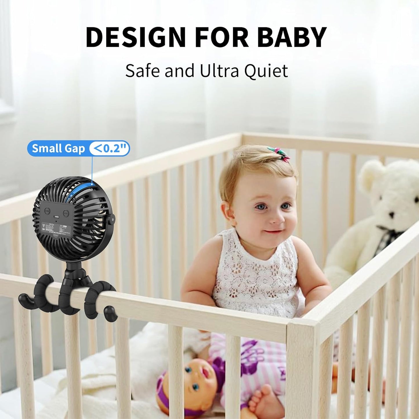AMACOOL Battery Operated Stroller Fan, Baby Travel Essentials for Beach Disney, Newborn Boy & Girl Showers Gifts Registry Search, Rechargeable Clip On Fan for Car Seat Wagon Crib Bike Treadmill