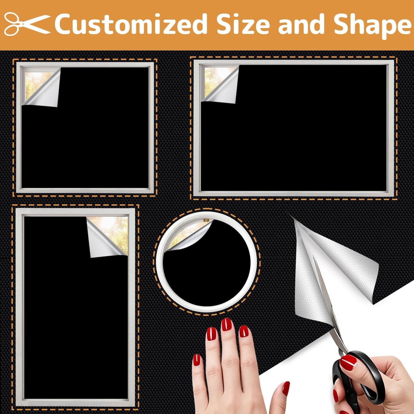100% Blackout Curtains for Bedroom 57x118 inch,Portable Removable No Drill Blackout Shades,Cuttable Temporary Black Out Window Cover,Black Out Blinds for Nursery,Dorm,Travel,RV or Renter Use