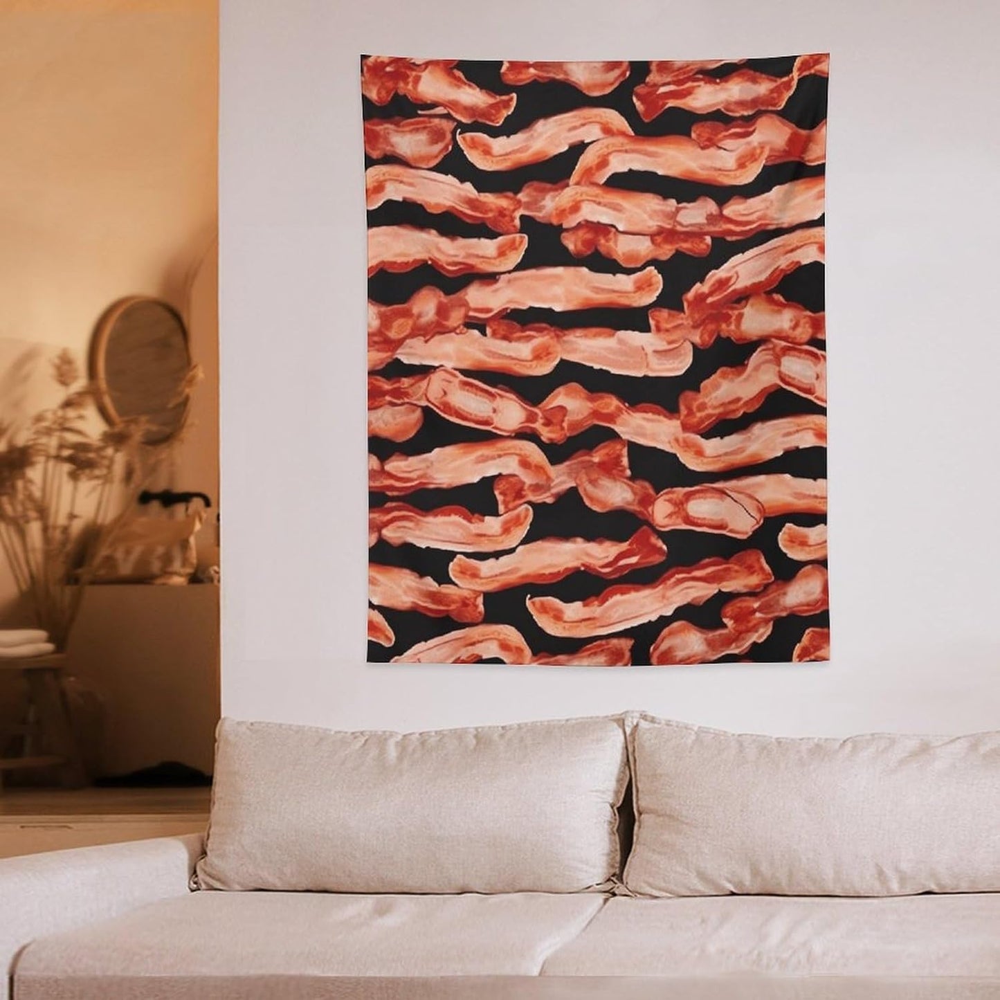 FodPand Bacon Pattern Tapestry Anti-fading Wall Tapestry with Installation Kit Backdrop Banner Multipurpose Aesthetic Tapestries Boho Wall Art Hanging Decorative Blanket 30"x40"