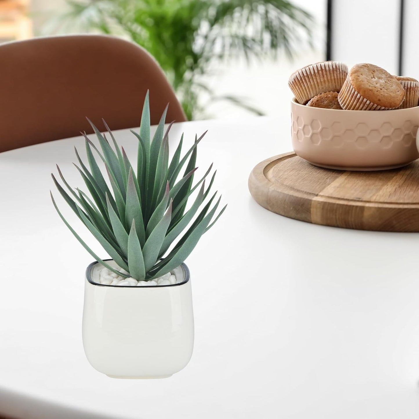 Artificial Succulents in Pots - Small Fake Plants Mini Succulent Agave Faux Plants Indoor for Boho Bathroom Decor, Bedroom, and Coffee Table Office Farmhouse Decoration