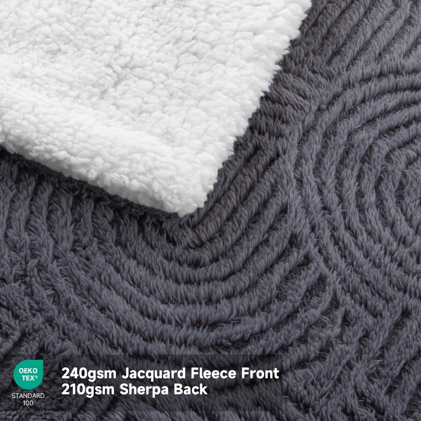 Heated Throw Blanket Electric - 50"x60" Cozy Soft Jacquard Heating Blanket with 4 Heat Levels & 4 Hours Auto-Off, Electric Throw with Overheating Protection, Warm Gifts, Grey