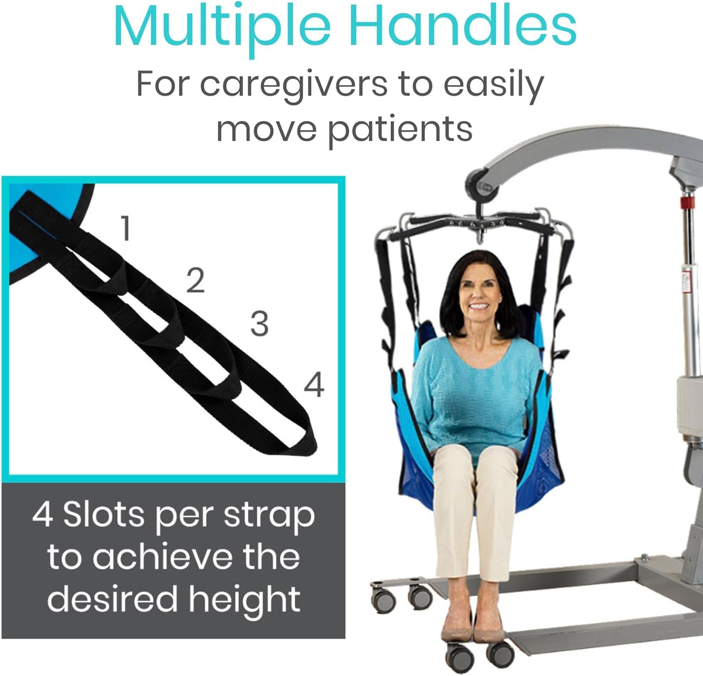 Vive Patient Lift Sling - Full Body Mesh Transfer Sling for Showering & Home Use - Hoyer Lift Pad for Elderly, Disabled, Bariatric - Patient Transfer Assist Device Blanket for Bed Positioning, Lifting