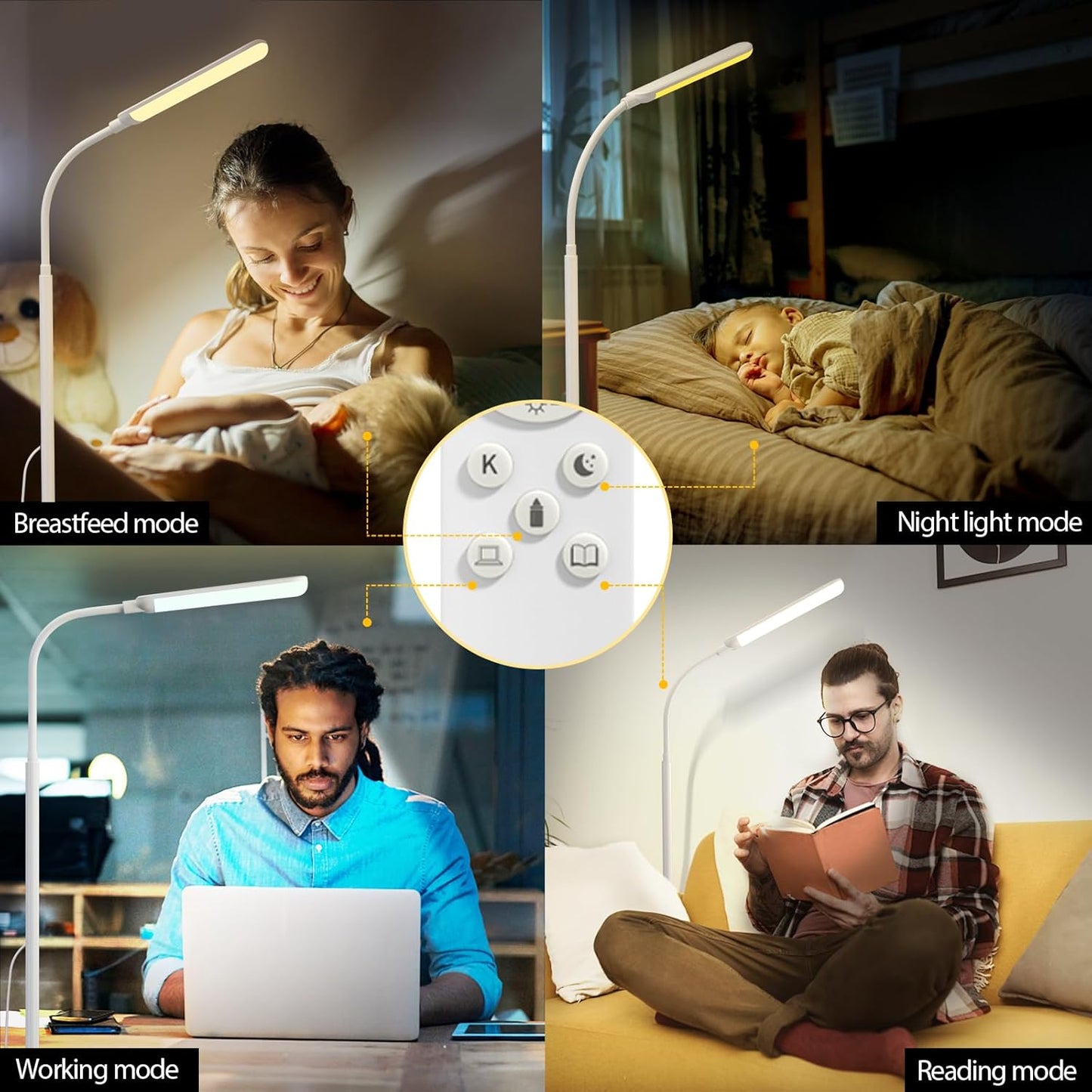 LED Floor Lamp, 18W Super Bright Floor Lamp for Living Room, Adjustable Stepless Colors & Brightness Standing Lamp, Eye Caring Reading Light with Remote (White)