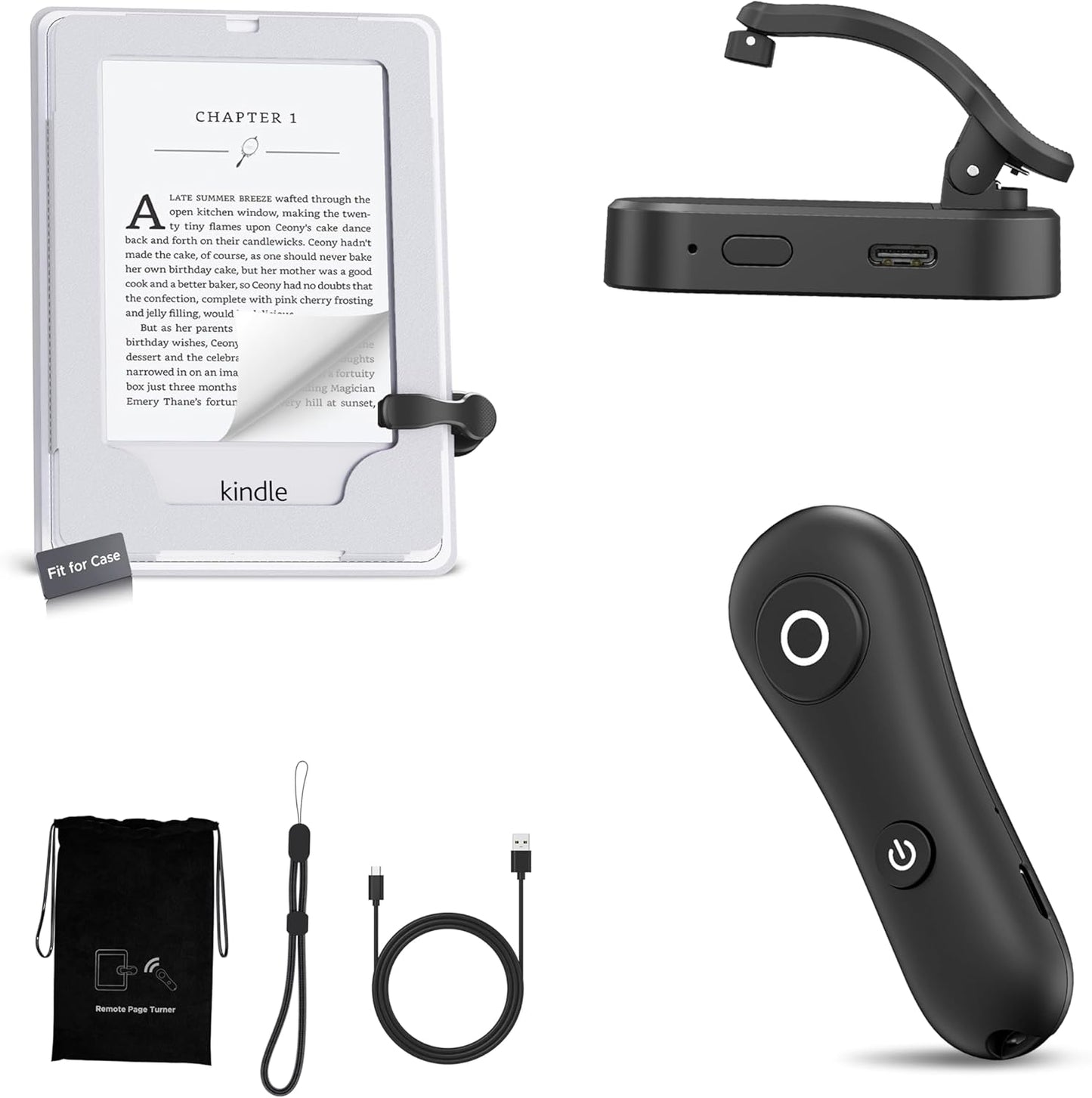 Page Turner for Kindle with Case, 2025 New Remote Control Page Turner for Kindle Paperwhite Oasis, Clicker Accessories for Reading Novel/Comic, Compatible with iPhone, Kobo, iPad, Android Tablet-Black