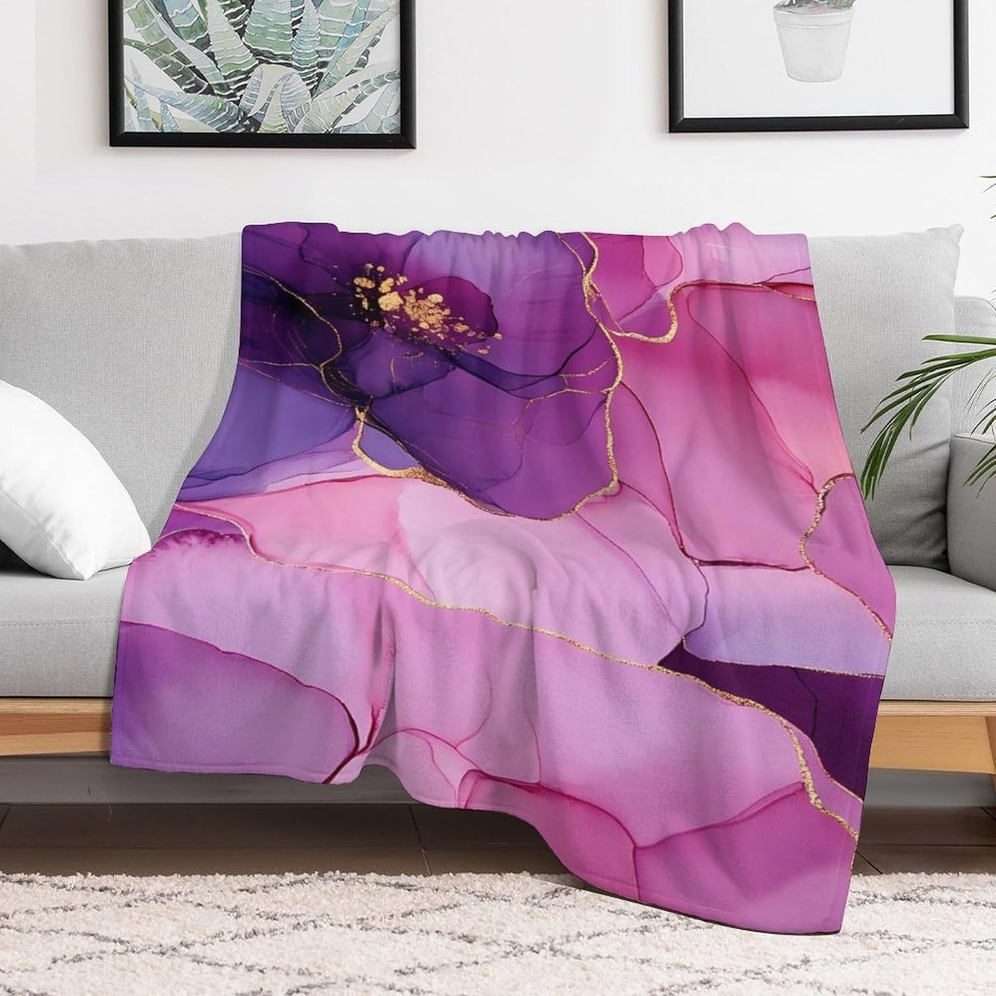 Marble Tie Dye Gradient Throw Blanket for Couch Bed Plush Cozy Fuzzy Flannel Blanket for All Season 30"x50"