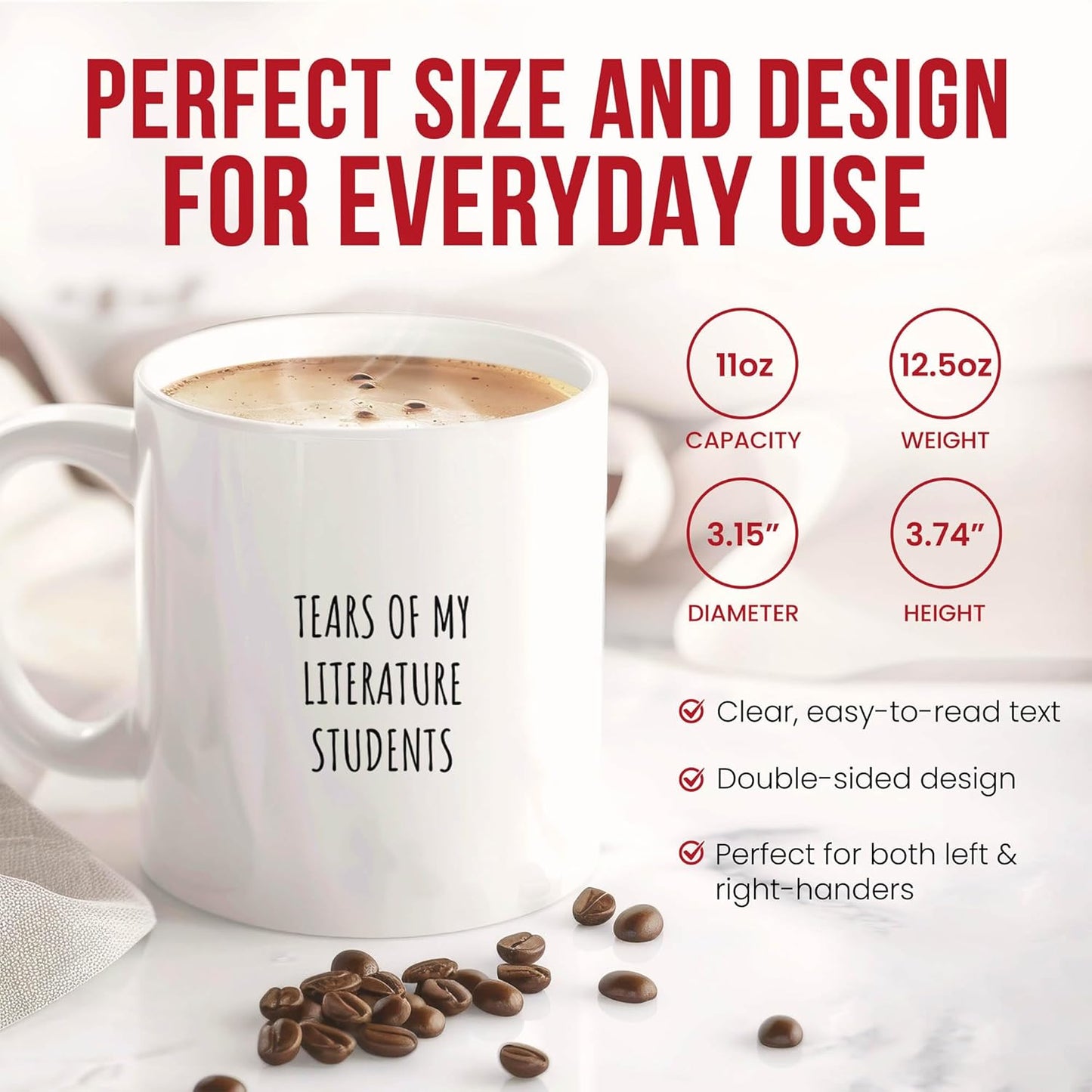 Funny Literature Teacher Mug - Book Lover Coffee Cup - Classroom Humor Funny Gift From Students - Literary Scholar Tea Mugs - Reading Enthusiast Cups - 11 Oz Ceramic Gifts For Bookworms, Birthday