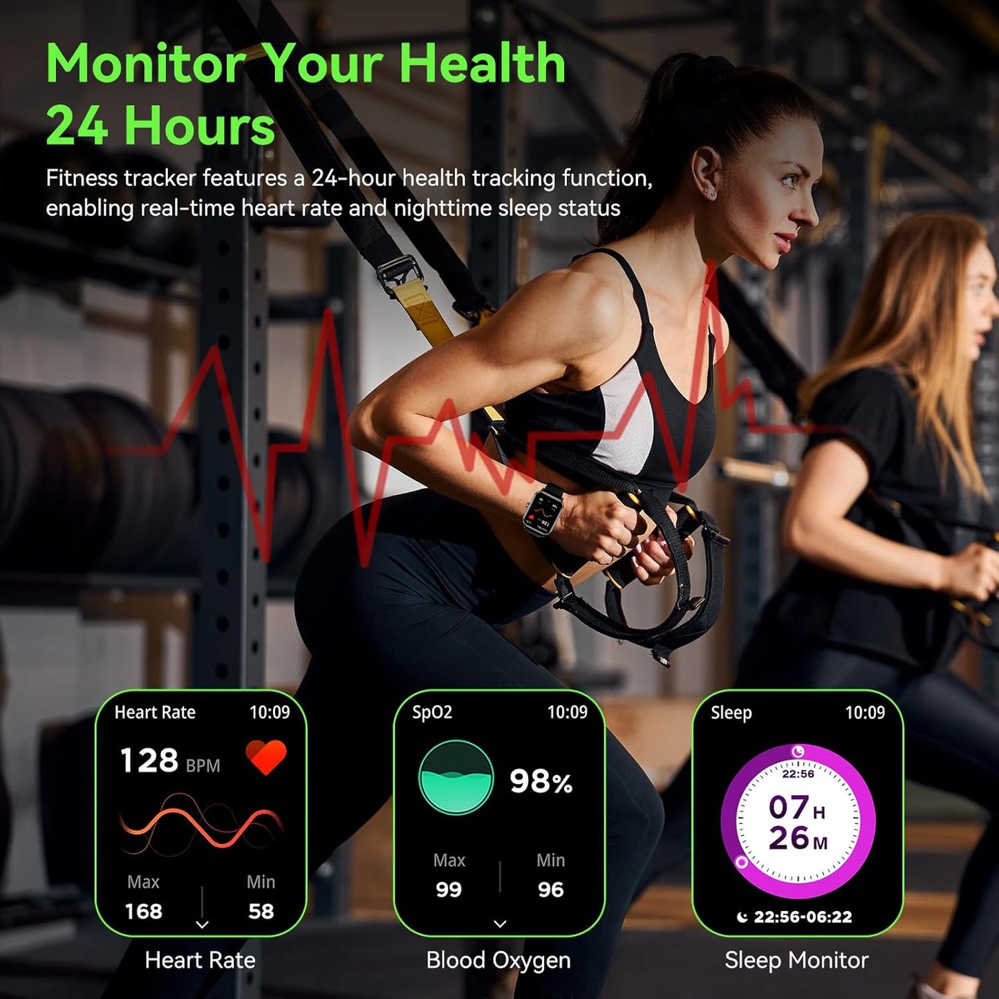Smart Watch, 1.85" HD Fitness Tracker with Bluetooth Calls, 5 ATM Waterproof, 24/7 Heart Rate/Sleep Monitor, Pedometer, Calories, 130+ Sport Modes, Smartwatch for iOS Android (Black)