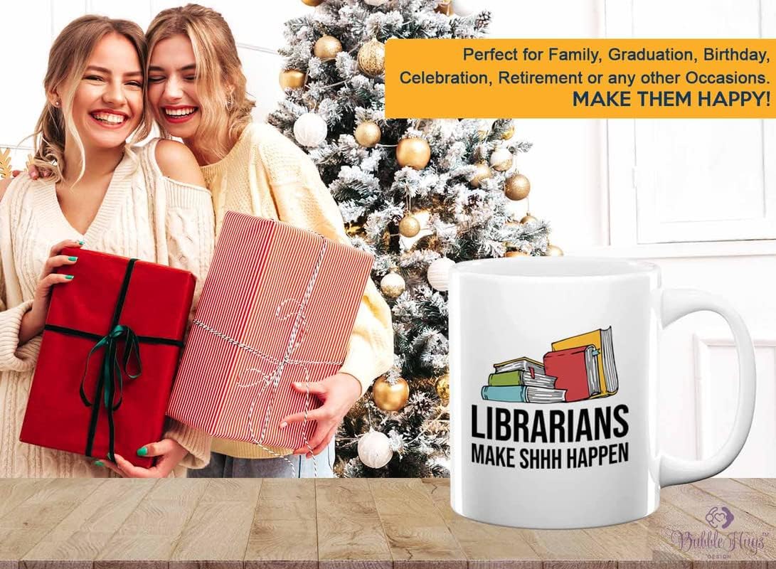 Book Lover Coffee Mug 11oz White - make shh happen - Birthday Gifts for Readers Gifts for Book Lovers Girls Book Club
