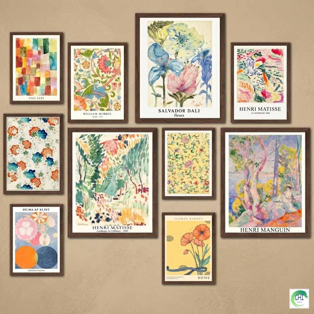 LANCHI95 10 Pcs Vintage Eclectic Wall Art Prints, Trendy Maximalism Poster for Aesthetic, Abstract Eclectic Wall Decor Van Gogh William Morris Matisse Monet Maximalist Famous (Unframed)
