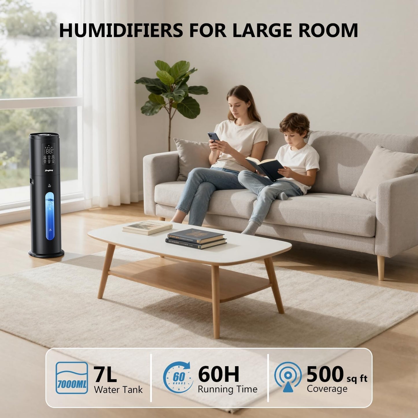 Humidifiers for Bedroom Large Room with Smart App & Remote Control, 7L/1.85Gal Large Humidifier, 4 Mist Levels Humidifiers for Home Crow