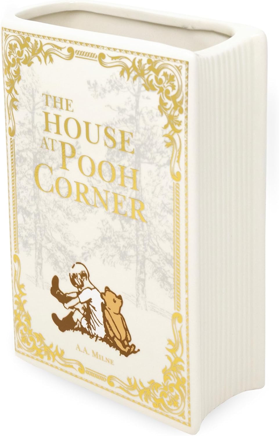 Steel Mill & Co Original Book-Shaped Decorative Vase, Ceramic Vases for Home Decor, Cute Bookshelf Decor, Unique Vase for Book Lovers (Large - The House at Pooh Corner)