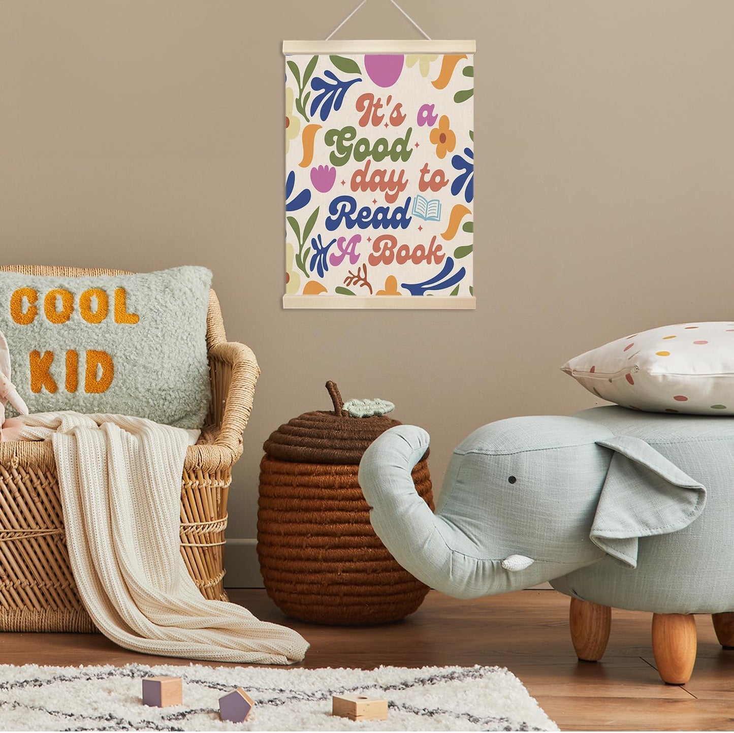 Xmsaitar It's A Good Day to Read A Book Floral Poster Hanger Frame Wall Art, Classroom Prints for Wall Decor, Reading Pictures Wall Hanging Decor for Book Lovers Library Reading Nook Corner 12x16in