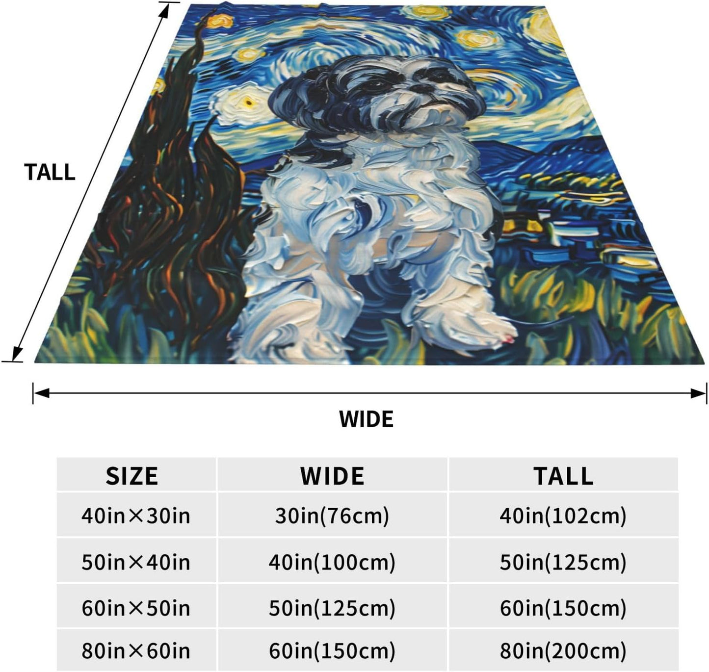 Dog Shih Tzu Blanket Gifts for Women, Flannel Throw Blankets for Bed, Living Room, Sofa, Couch, Traveling, Camping, Soft, Warm, Lightweight, Plush Decor 50x60in