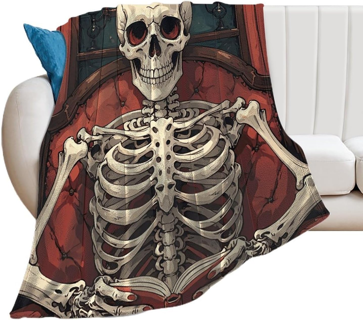 Custom Skeleton Reading Blanket Lightweight Flannel Fleece Throw for Couch Sofa Bed Luxury Soft Cozy Plush Lap Bedtime Blanket for All Seasons Bedroom Home Decor Gifts 30"*40"（76 * 100cm）