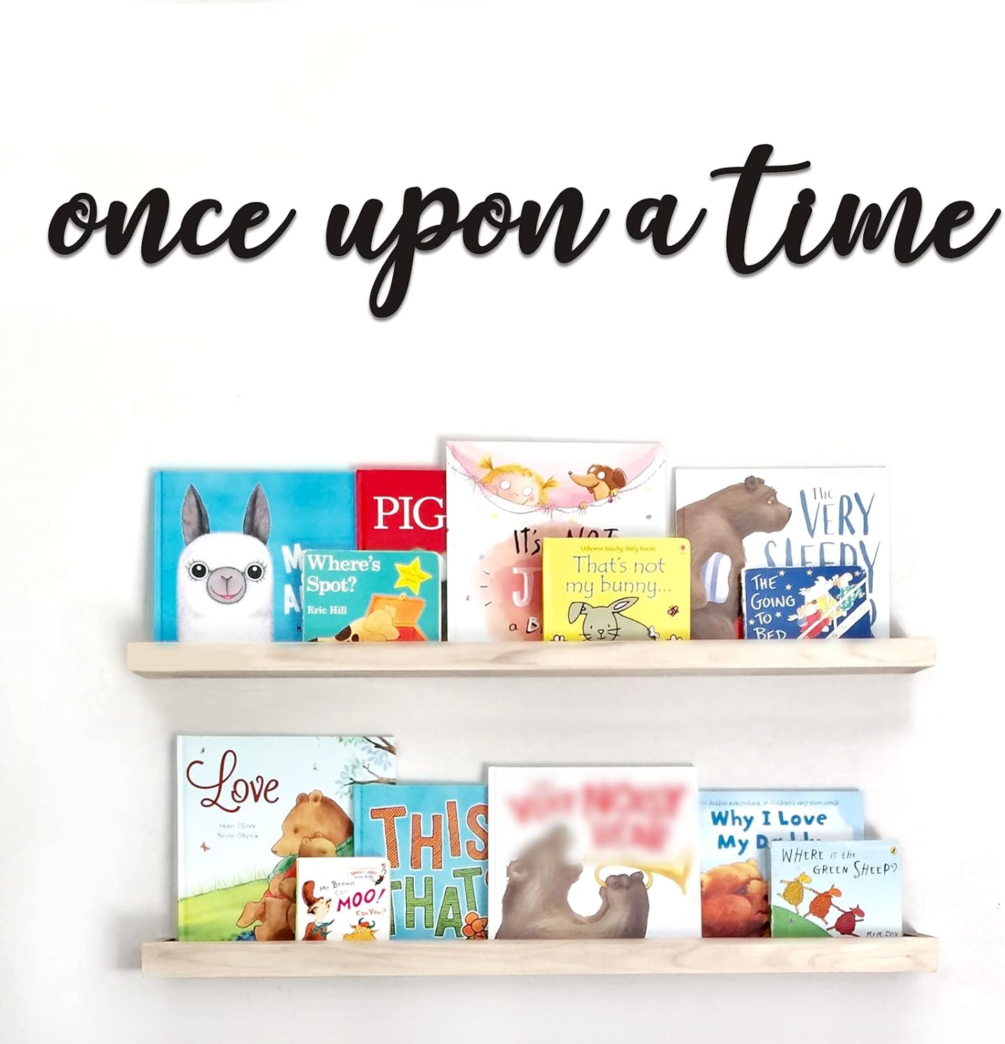 Huray Rayho Once Upon a Time Wood Sign Nursery Wall Decor Words Art Hanging Decor for family Bookshelf, Reading Nook, Daycare, Classroom - Baby Shower Birthday Gift Ideas for Kids Toddlers Boys Girls