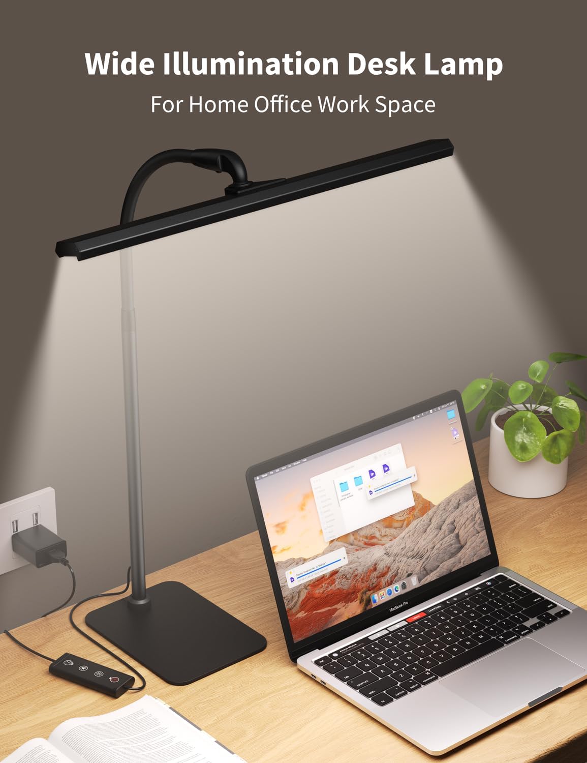 Kary LED Desk Lamps for Home Office, Tall Desk Light with Base, Flexible Gosseneck Adjustable Height 5-Level Dimmable Brightness & Color, Architect Lamp for Working,Reading,Crafting,Study