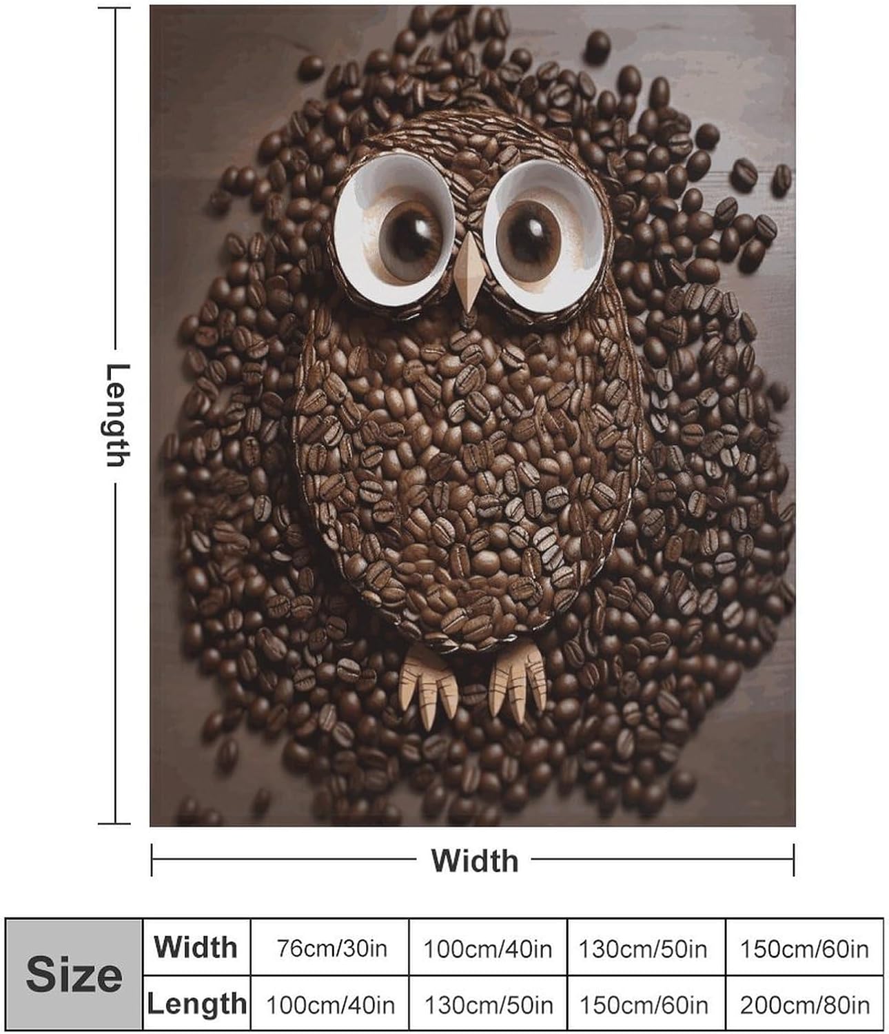 Coffee Bean Owl Throw Blanket for Couch Super Soft Warm Lightweight Throw Blankets Cozy Flannel Bed Blanket Cute Decorative Blankets for All Seasons Home Decor Gift 50"*60"（130 * 150cm）