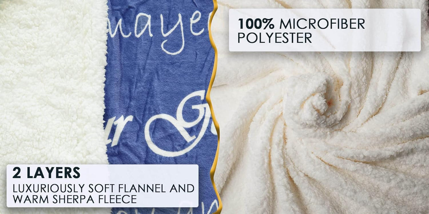 Compassion Warm Throw Sympathy Blanket - Double Layer 65x50 Throw Blankets - Soft Scripture Blue Throws for Couch & Bed - Healing Gifts for Women - Warm Bedspread for Bed
