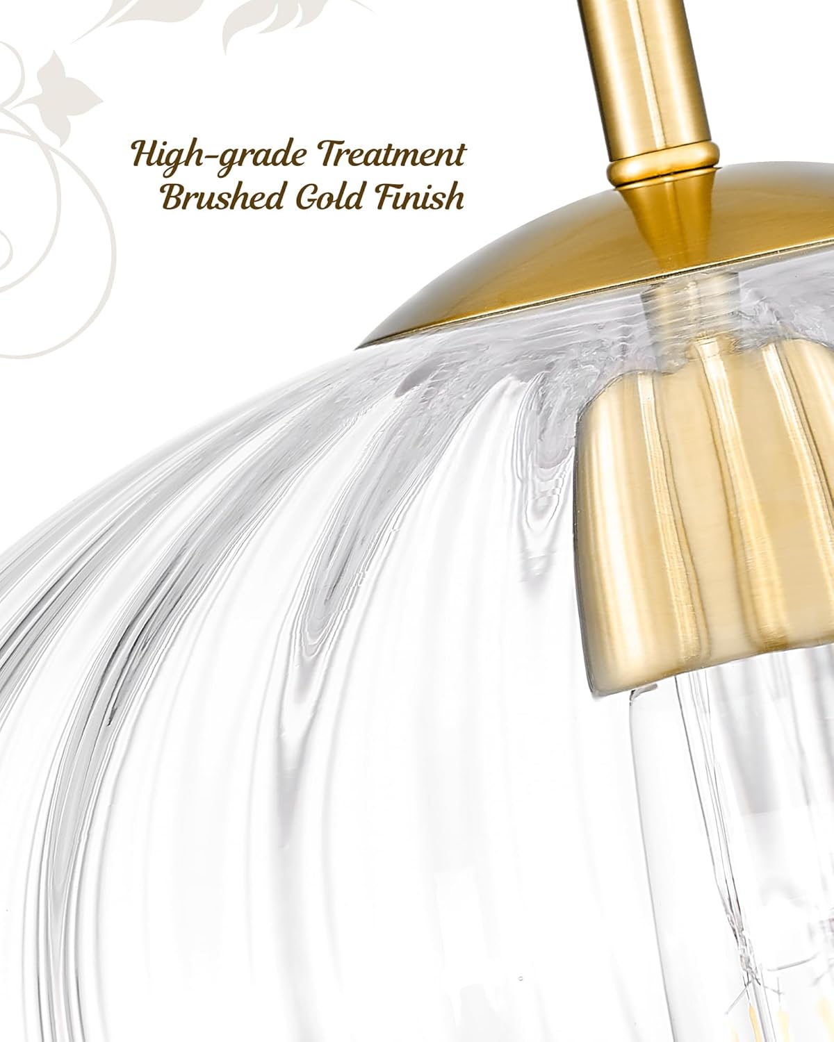 FEMILA Pendant Light for Kitchen Island, 10.3" Brushed Gold Pendant Lighting, Dome Glass Pendant Light Vintage Light Fixtures for Bedroom Hotel Dining Room, 4FYD85MIL BG