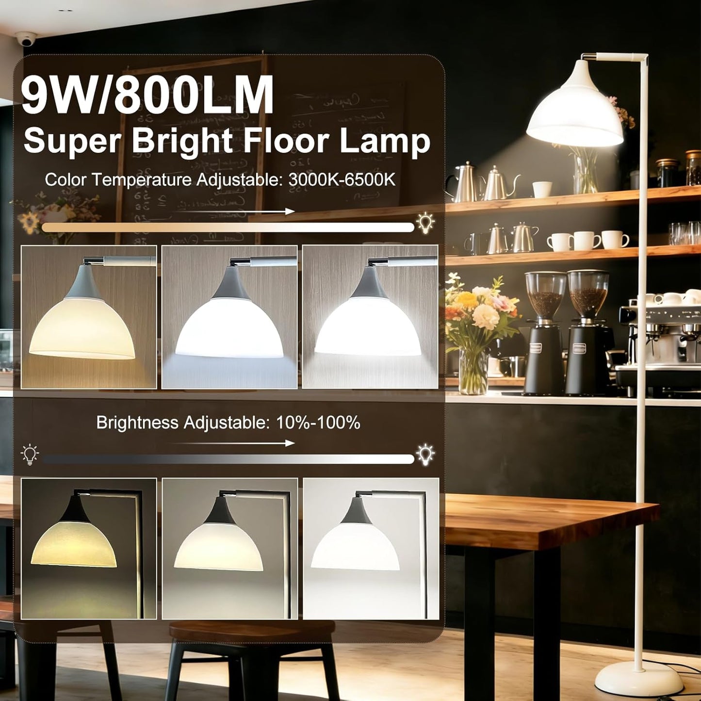 Flexible 90-Degree Foldable Floor Lamp - Remote Control, Stepless Color Temp & Brightness, Space-Saving Adjustable Standing Light for Bedroom, Office, Living Room & Study White