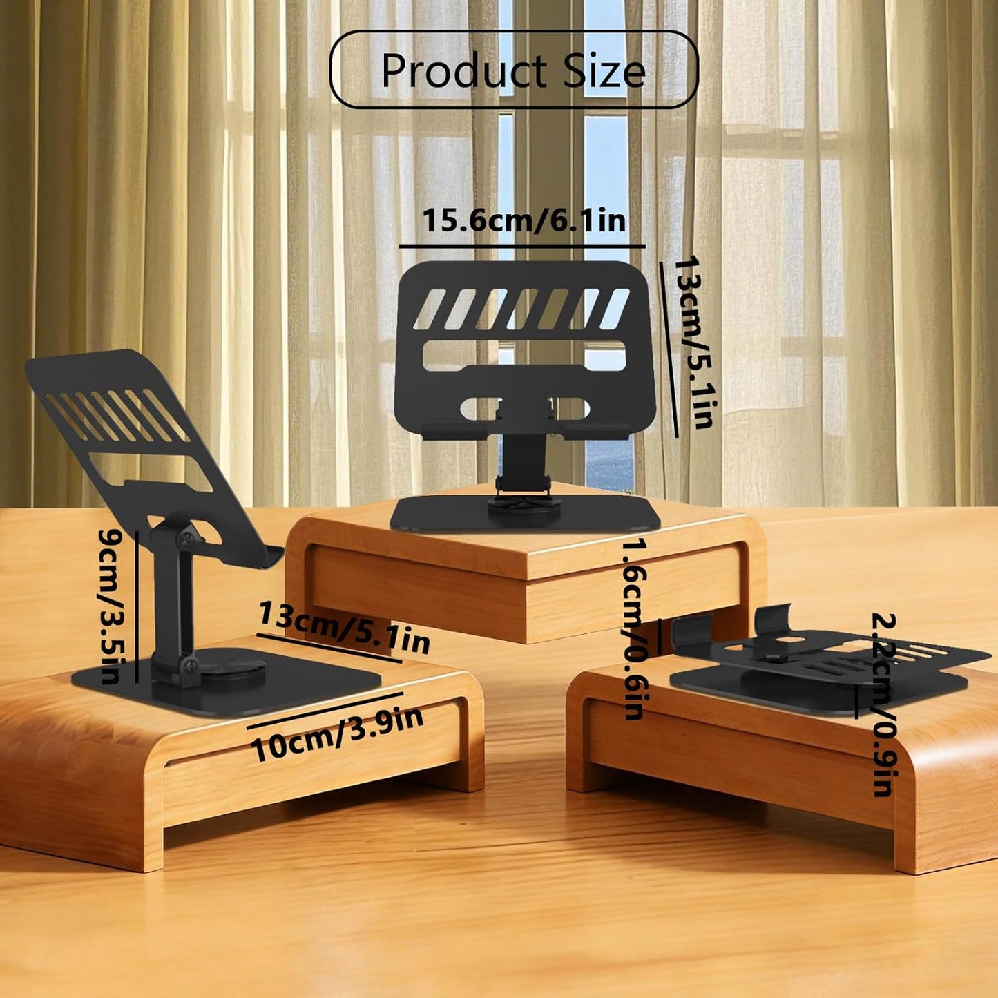 Metal Tablet Stand, Adjustable 360° Rotation Tablet Holder Compatible with 4-16" Tablet Such as iPad Pro Air, iPad mini, Tab S10 Ultra, Black
