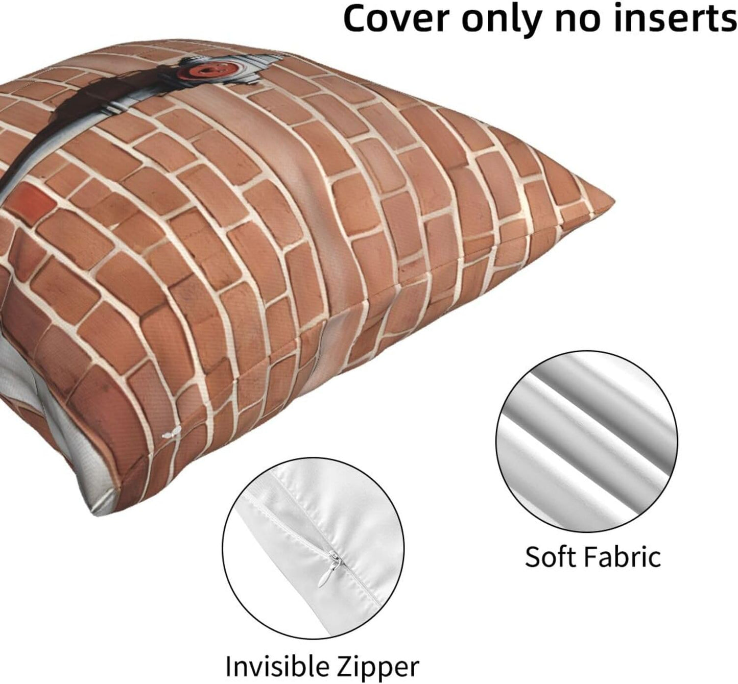All-Season Square Pillow Covers 18"X18", Industrial Brick Wall, Decorative Throw Pillow Covers For Sofa Bed Couch, Hidden Zipper Cushion Cover, Square Lumbar & Accent Pillowcases For Home Decor