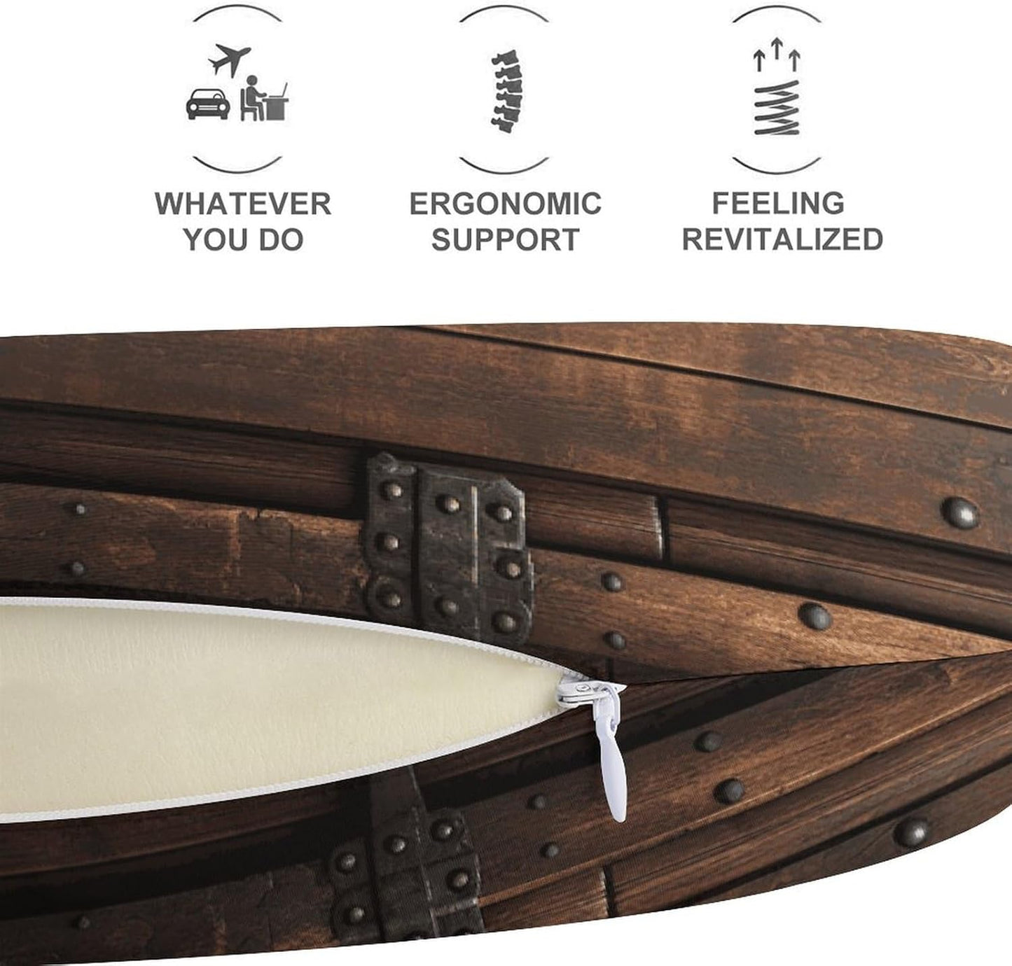 Rustic Stall Wooden Door Neck Pillow Memory Foam U Shaped Pillows Portable Pillows for Shoulder Travel Head Support Pillow with Concealed Zipper for Airplane Car Home Office