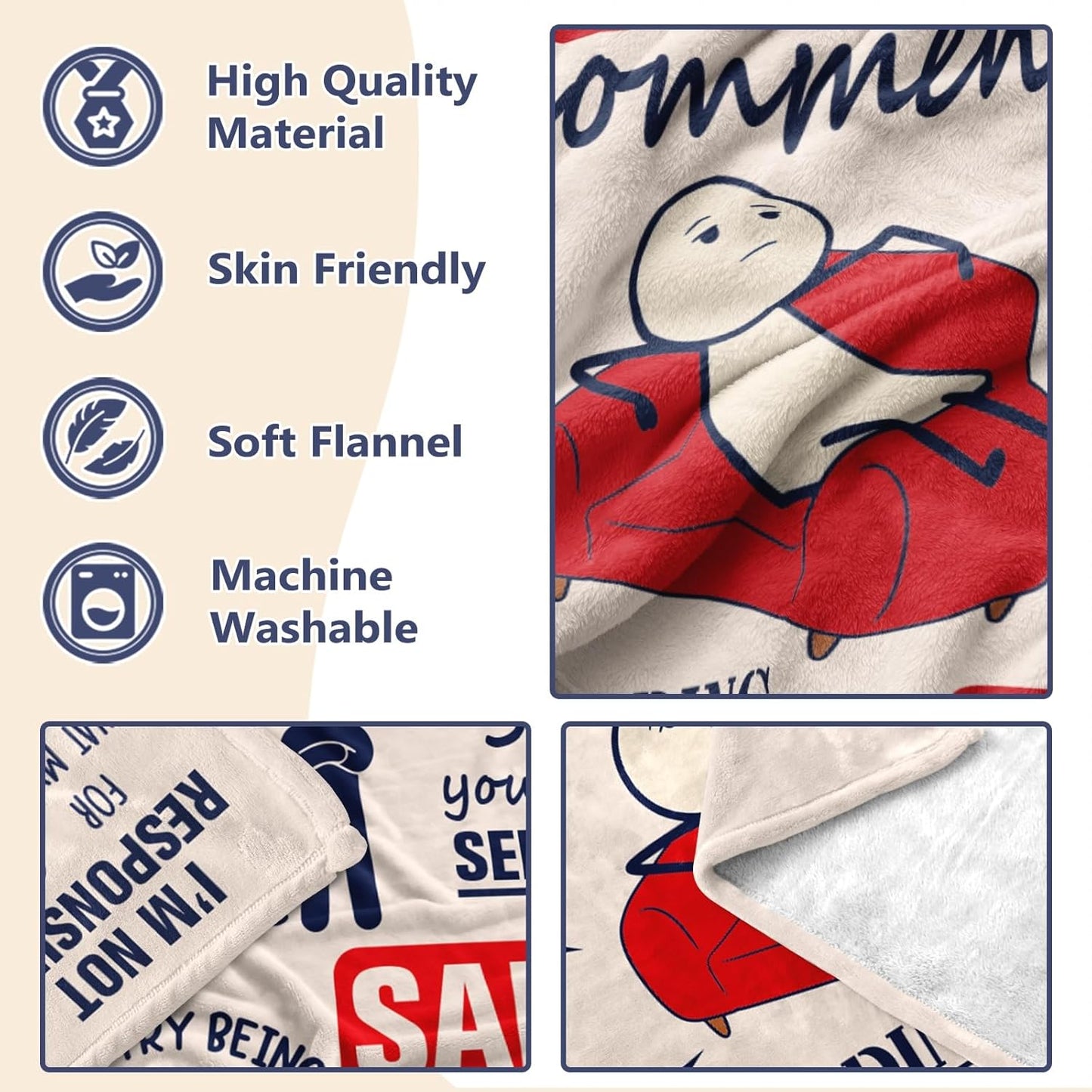 Funny Blanket for Women Men Office, Sarcastic Stress Relief Gifts for Coworker Employee Boss Lady Work Bestie Women Men Manager, Easter Day Gag Gifts, White Elephant, Employee Appreciation, 60"x50"