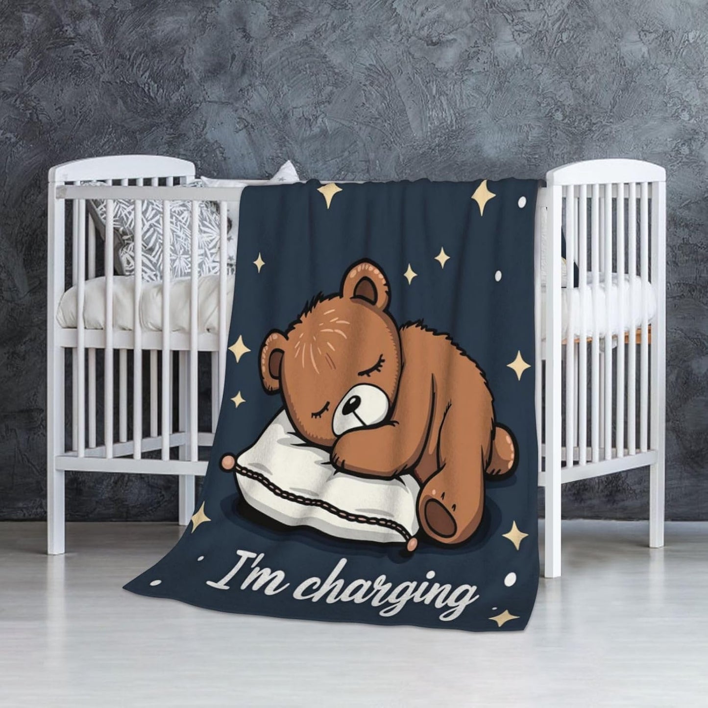 Cute Bear Throw Blanket, Bear Lovers Gifts Blanket, for Couch, Bed, Travel & Outdoor, Cozy Fluffy Fuzzy Blankets for Women Men 50"x40"