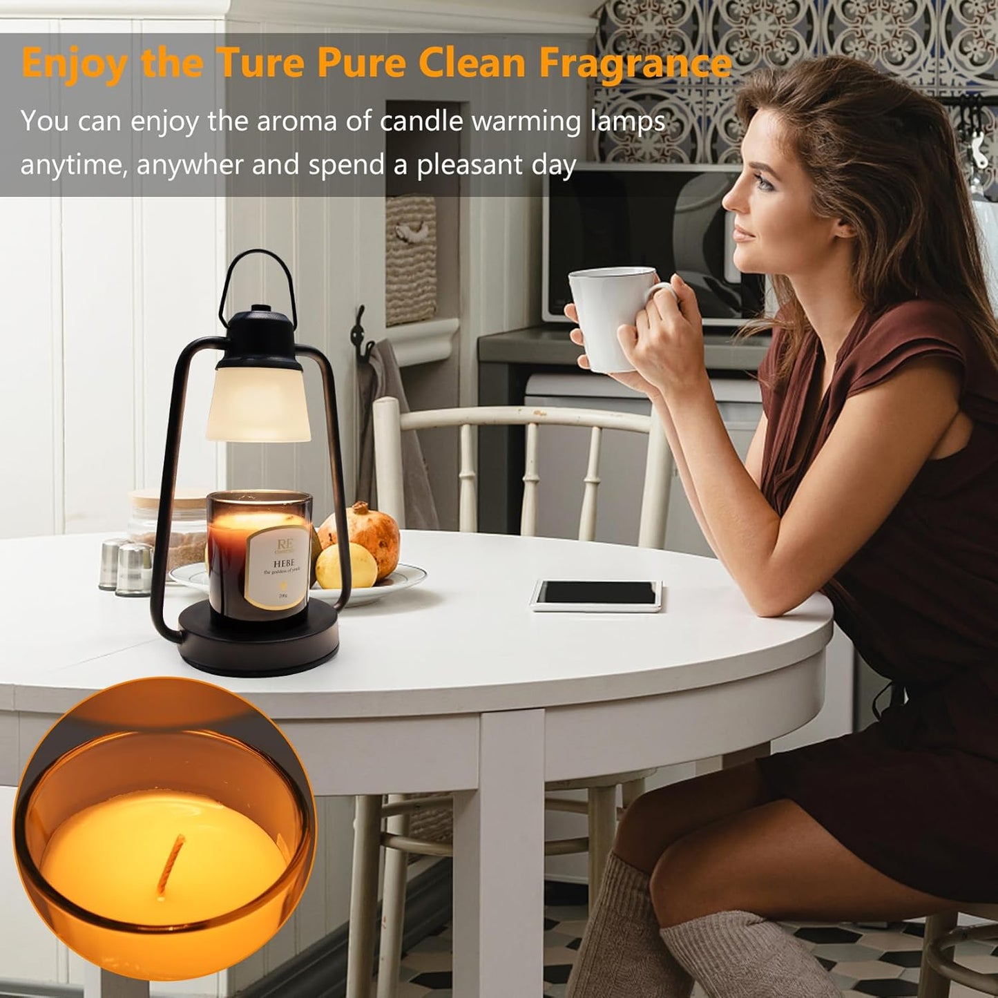 Candle Warmer Lamp with Timer Dimmer - Electric Wax Melt Warmer Lamp for Jar Candles, Valentines Day Gifts for Women mom, Vintage Candle Lamp Warmer with 2 Bulbs, House Warming Gifts New Home Decor